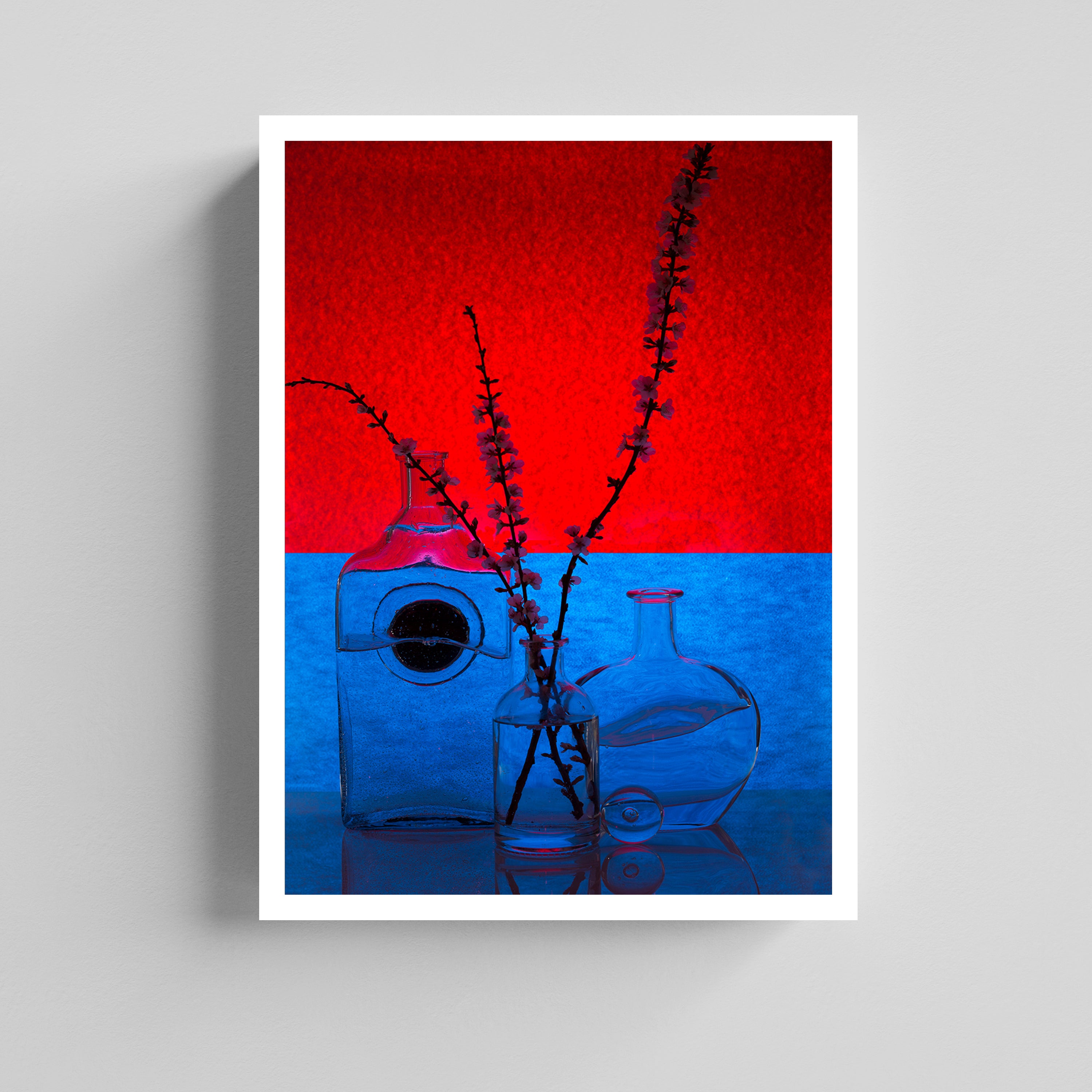 Crimson Stillness –  Floral Glass  Modern Wall Art Canvas