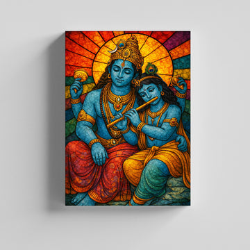 Divine  Krishna Flute Canvas Painting