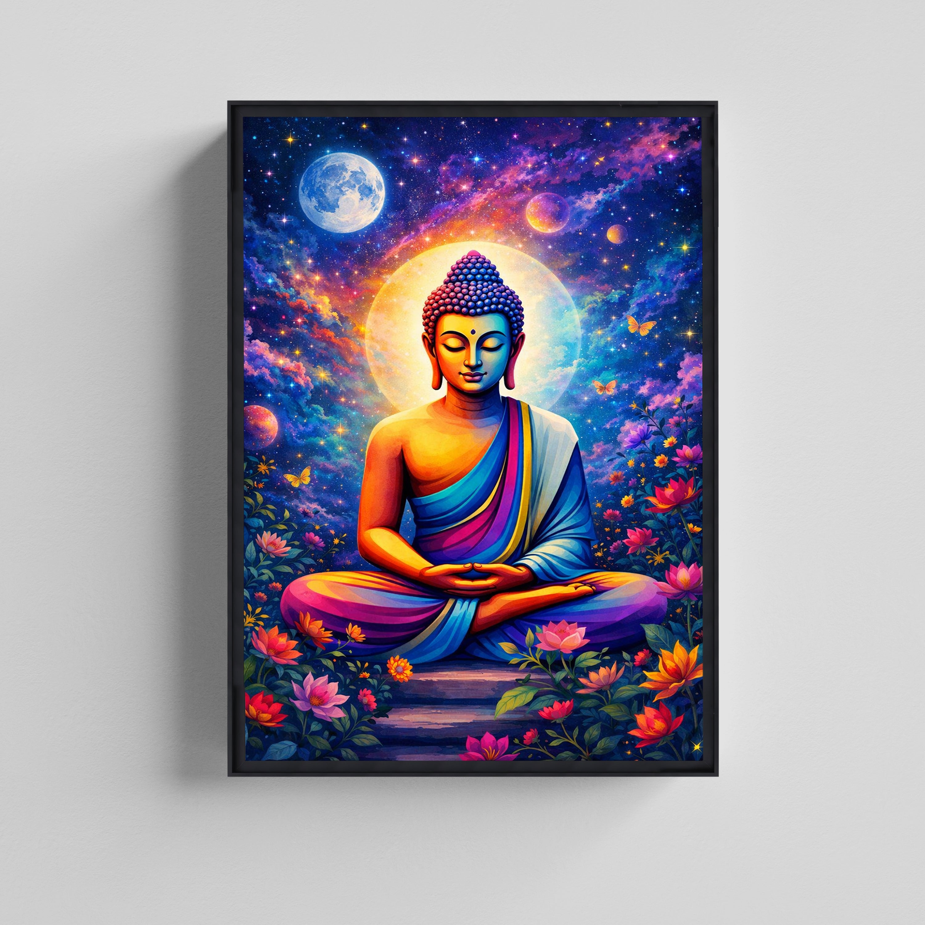 Cosmic Buddha Meditation Canvas Painting