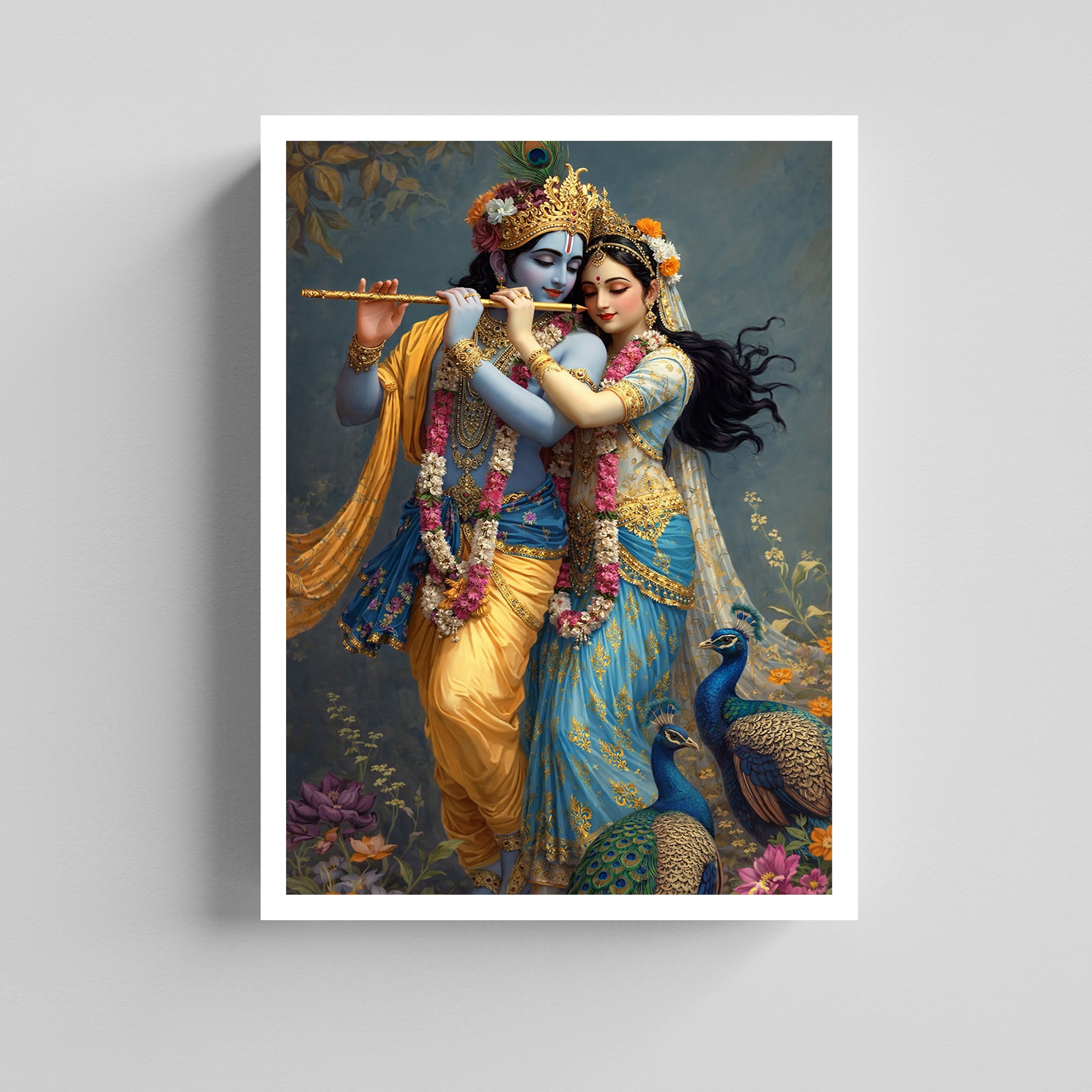 Radha Krishna Flute Canvas Painting