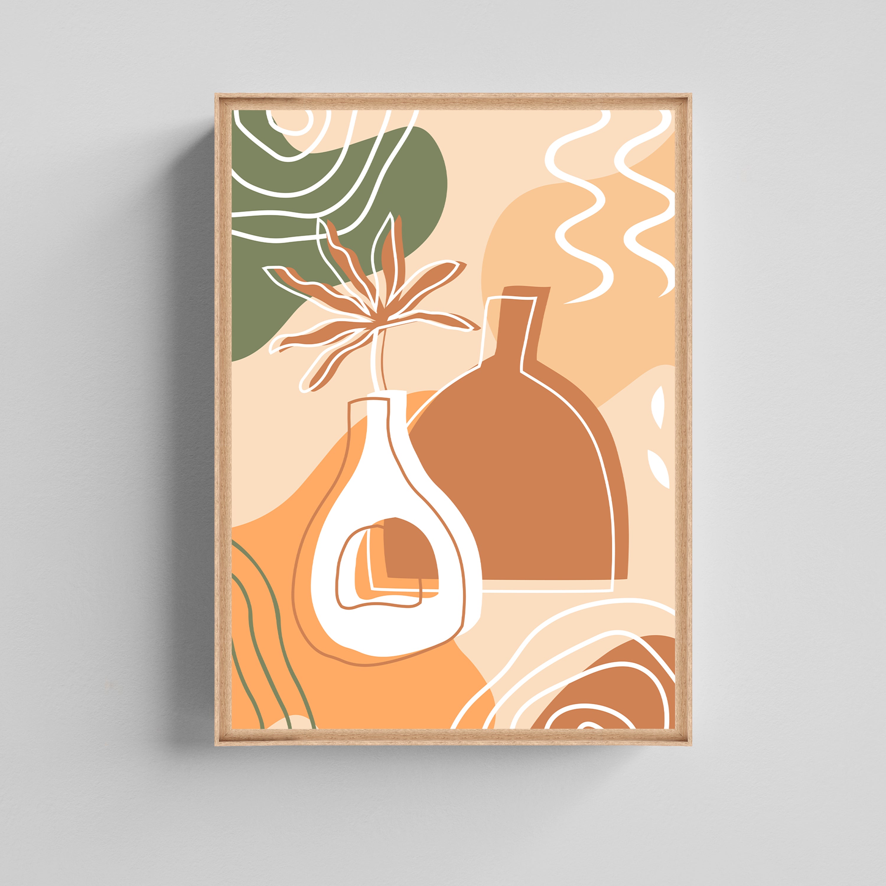 Abstract Vase Botanical Painting Canvas Boho Art