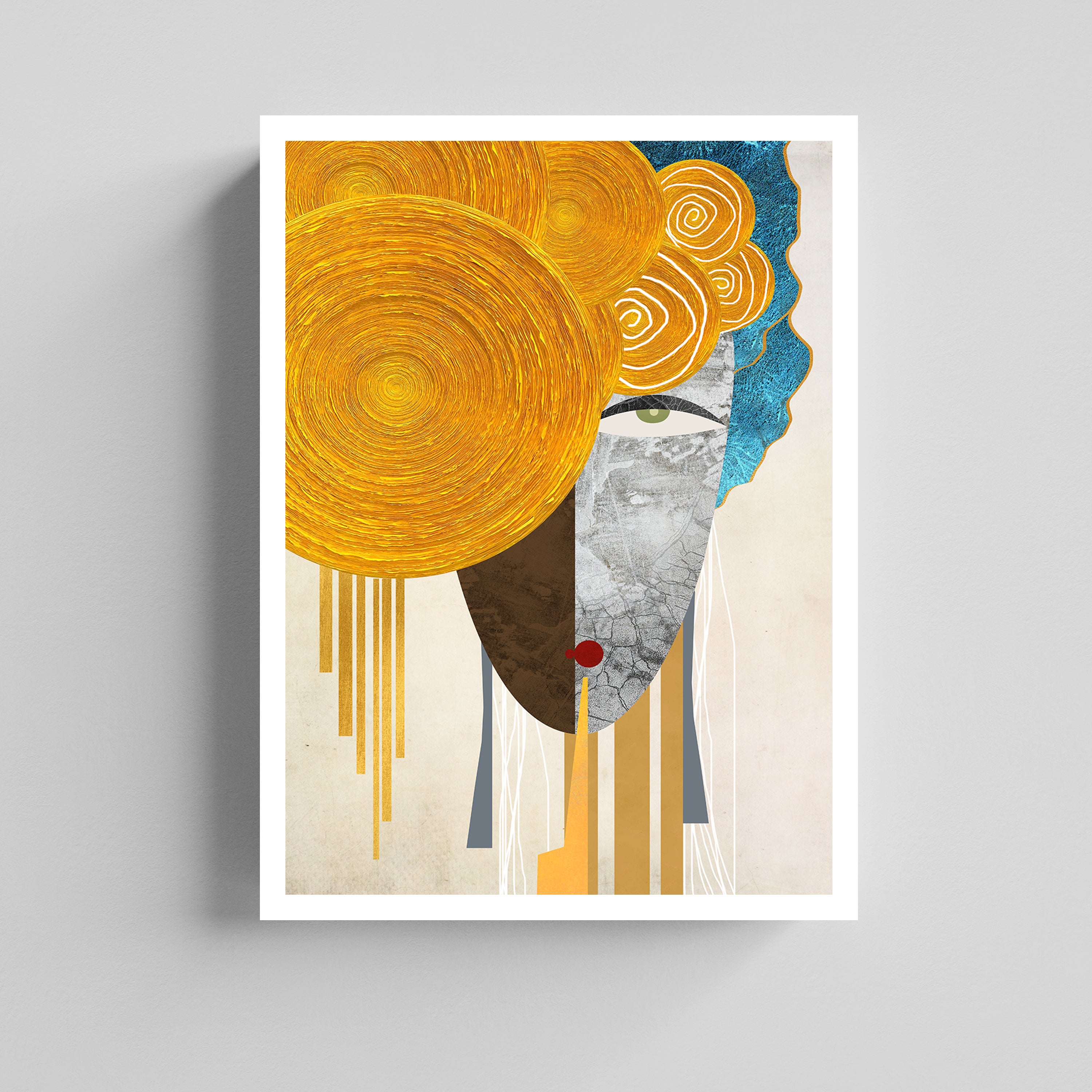 Golden Harmony Abstract Face Canvas Painting