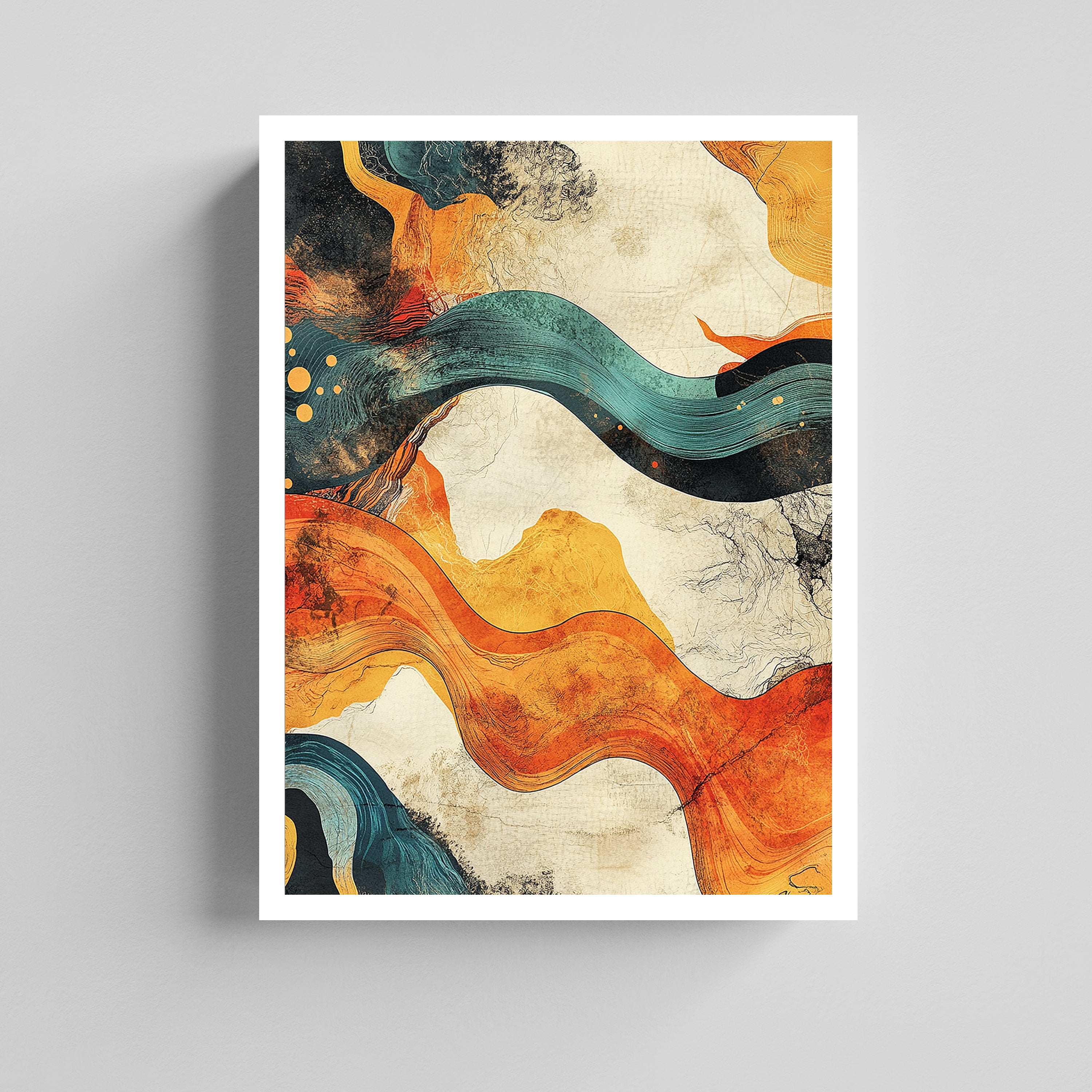 Abstract Flow Waves Canvas Painting