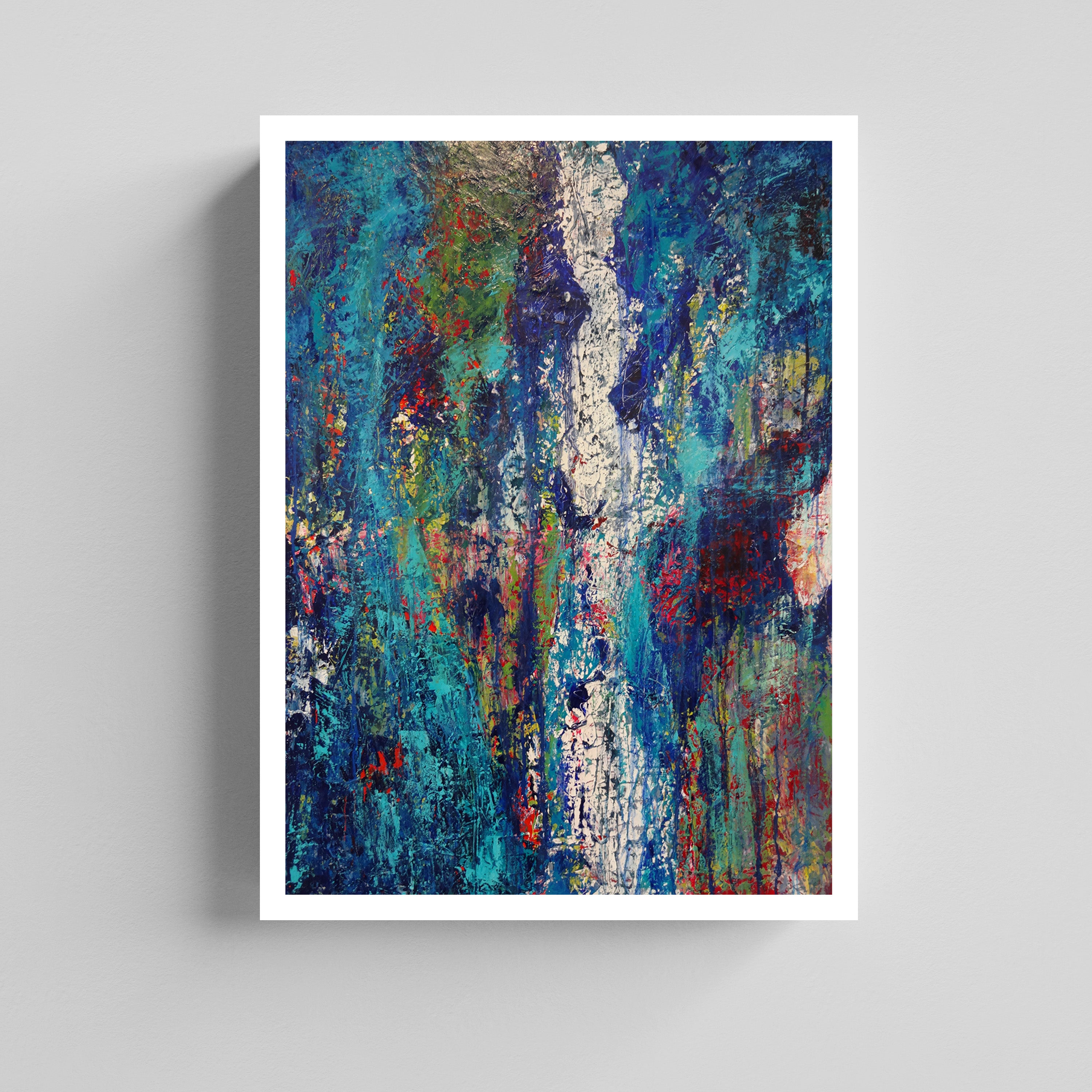 Midnight Cascade Textured Blue  Abstract Canvas Art