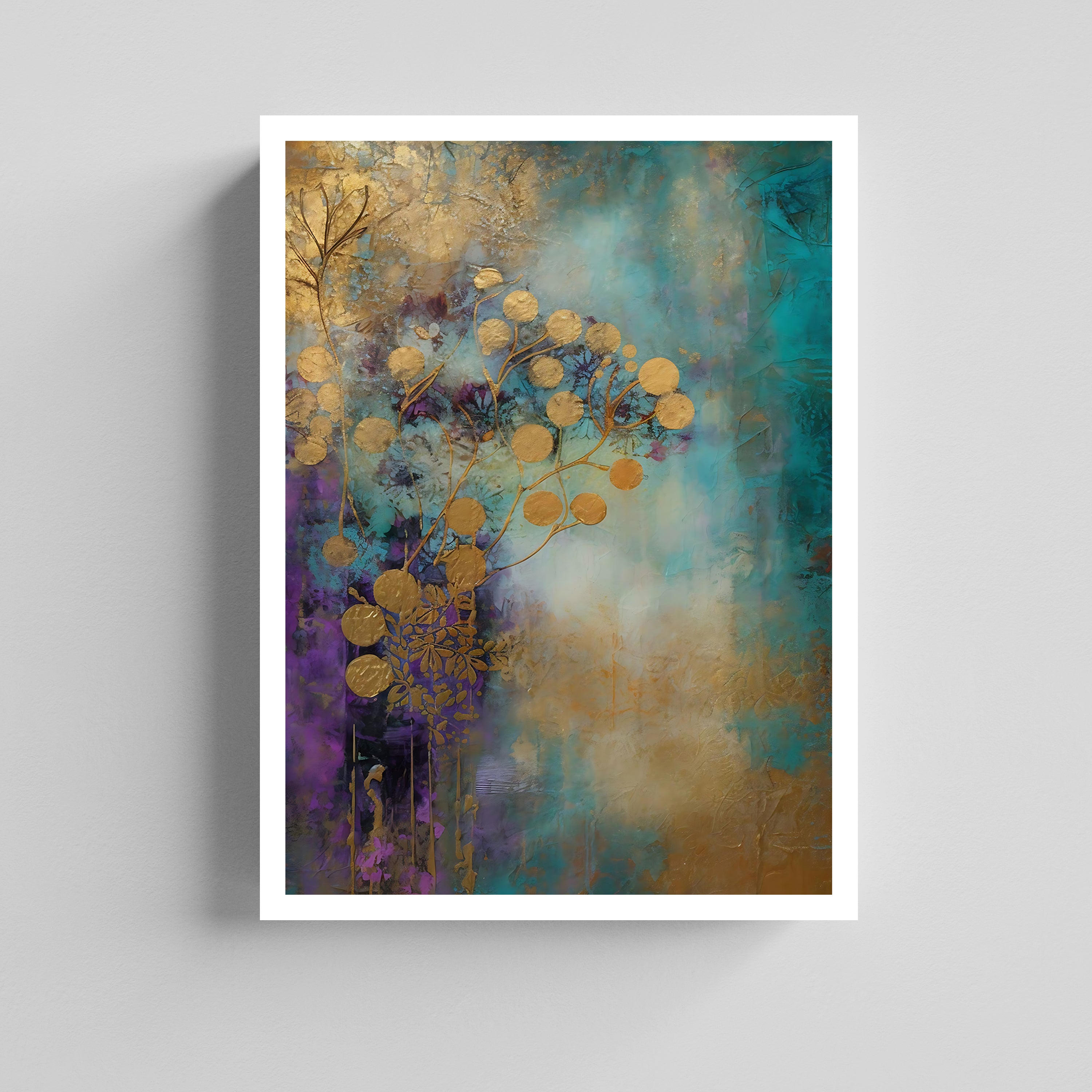 Golden Botanical Abstract Canvas Painting