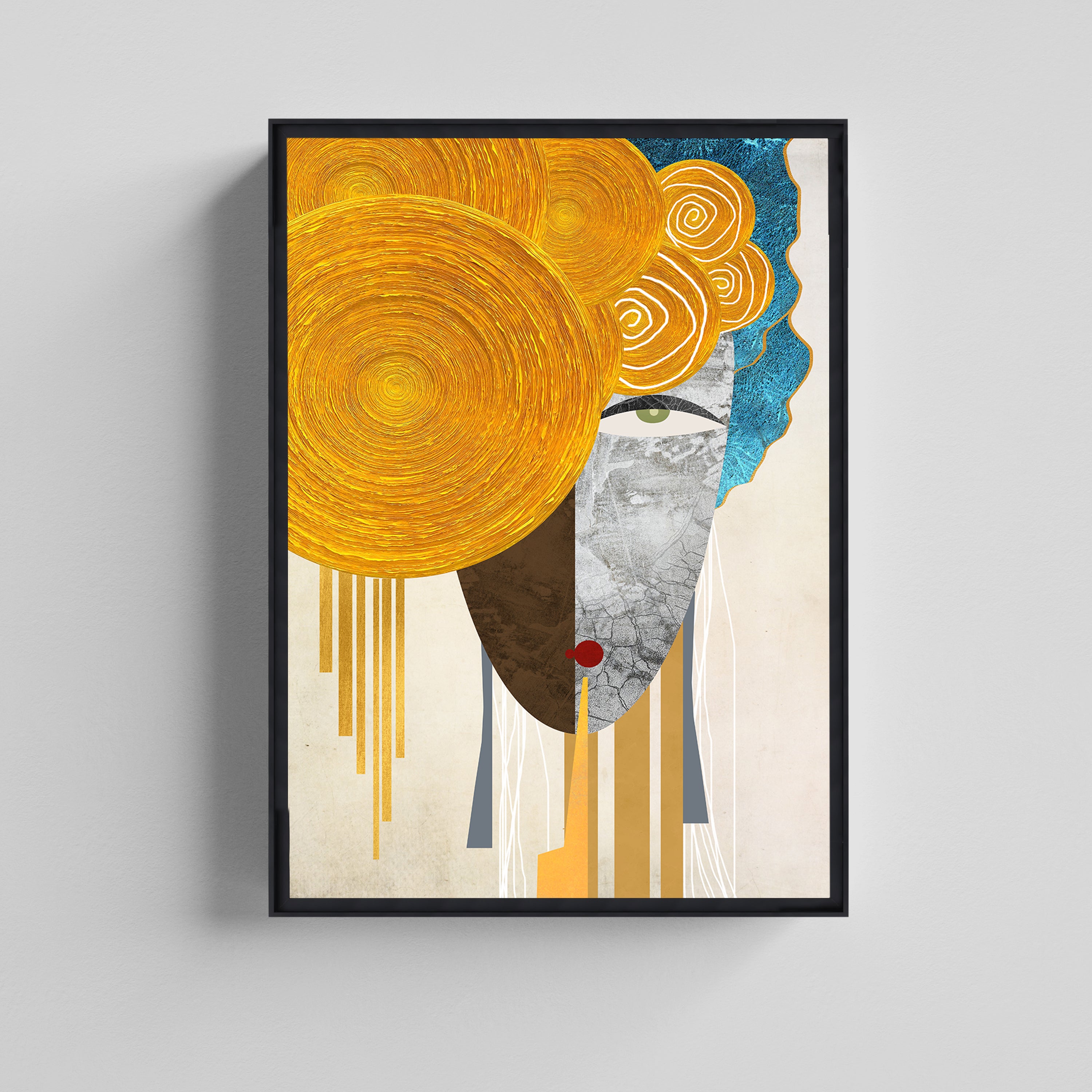 Golden Harmony Abstract Face Canvas Painting