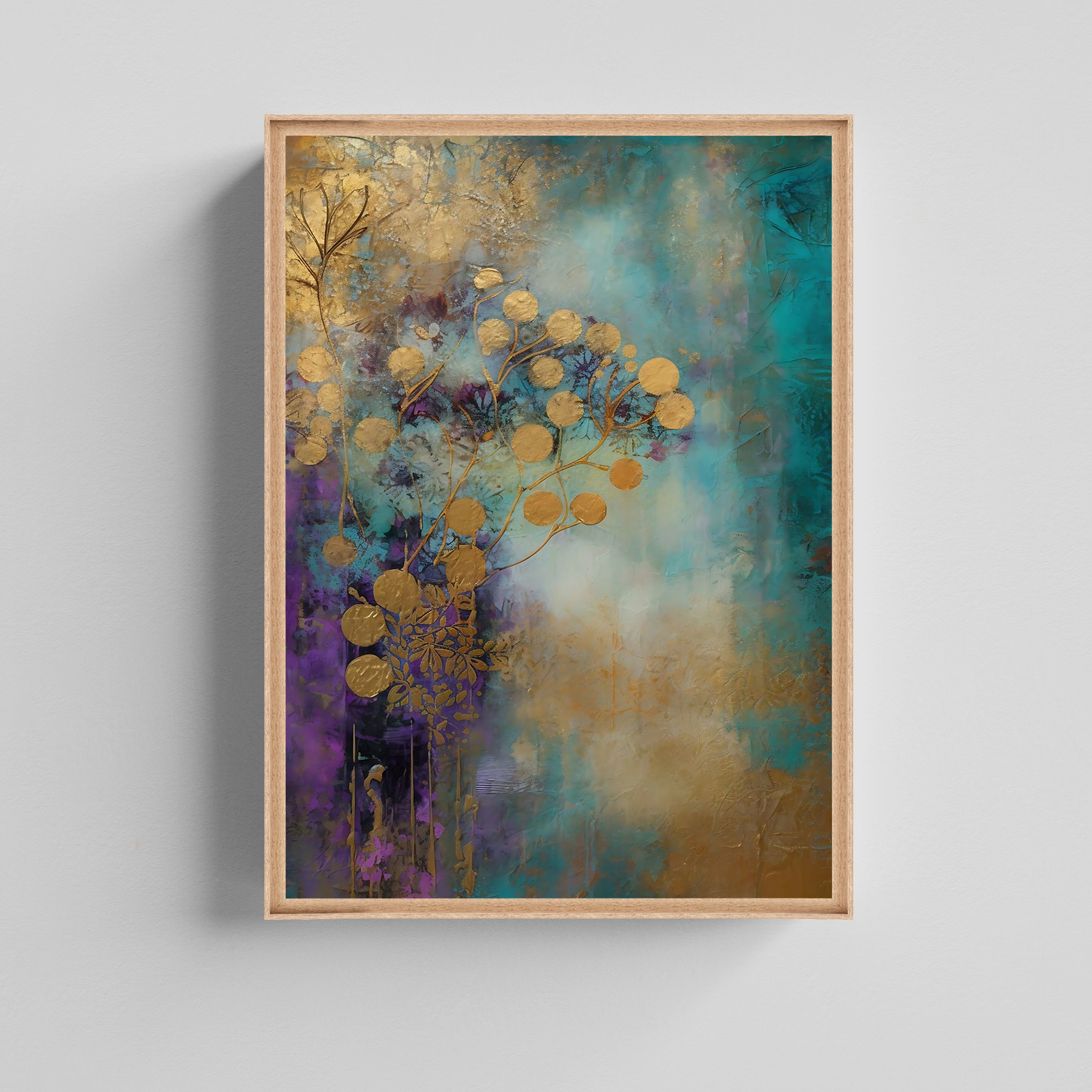 Golden Botanical Abstract Canvas Painting