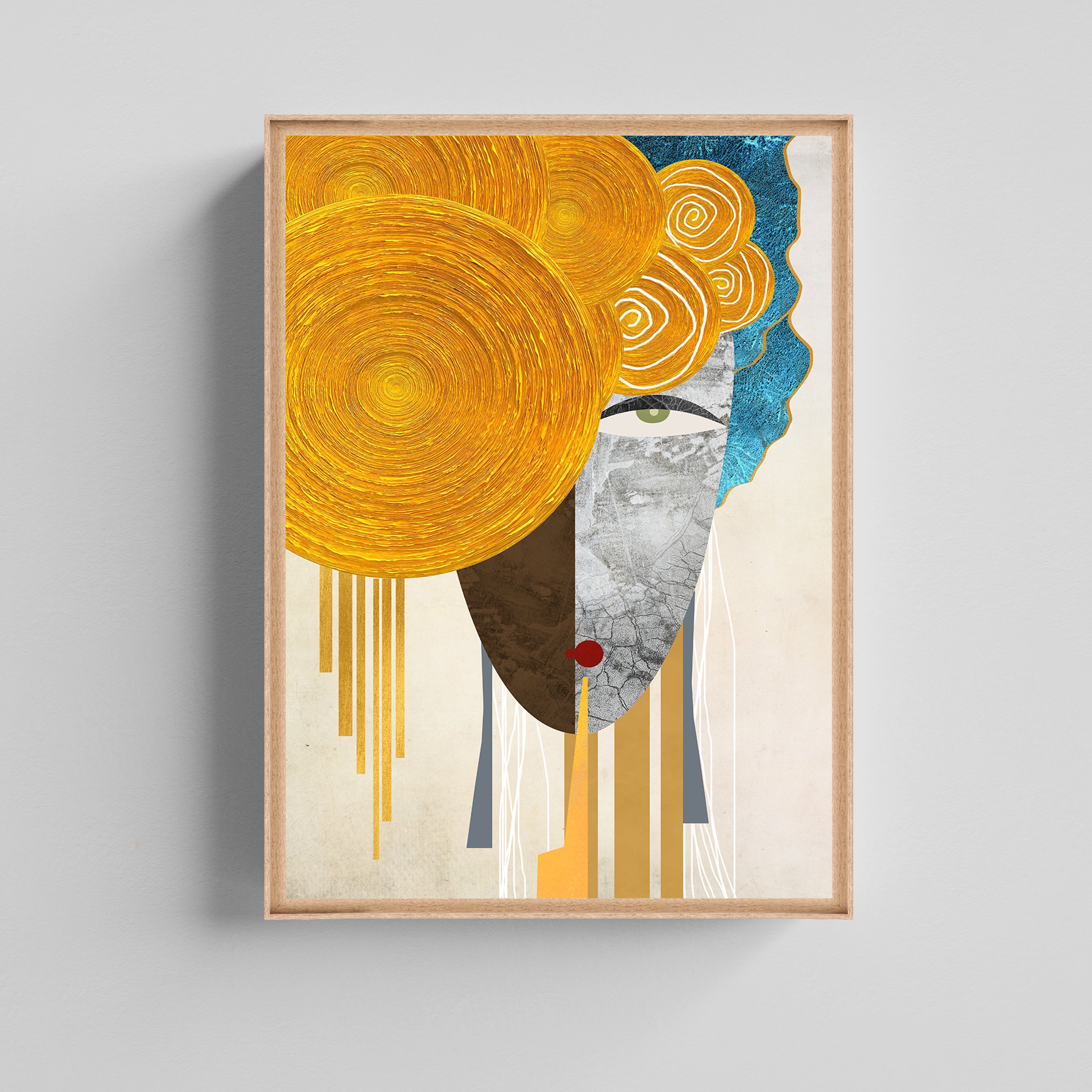 Golden Harmony Abstract Face Canvas Painting